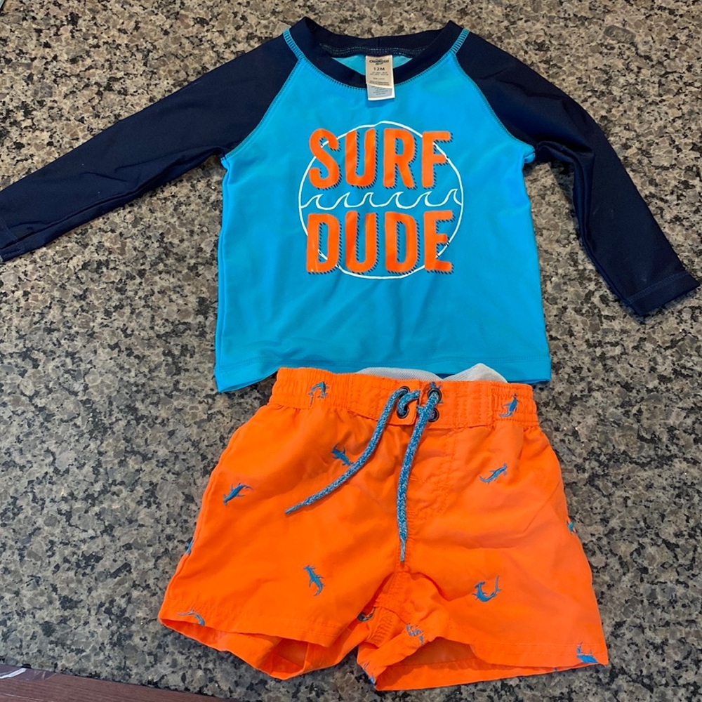 OshKosh Bgosh 12 Month Bathing Suit Trunks and Top